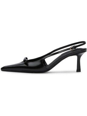 Women's Black Kitten Heels Bow Ankle Strap Pointed Toe Heel Sexy Party Pumps